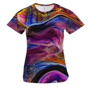 Женская 3D футболка с разводами краски