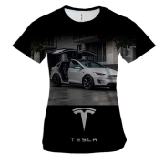 Жіноча 3D футболка White Tesla