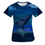 Женская 3D футболка Кит выныривает из воды