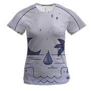 Жіноча 3D футболка Skull and Sea Landscape