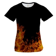 Женская 3D футболка Огонь