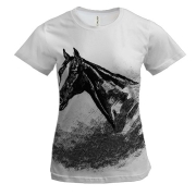 Женская 3D футболка с карандашной лошадью