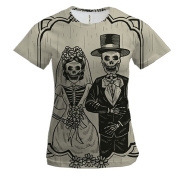 Жіноча 3D футболка зі скелетами молодятами