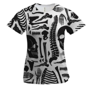 Жіноча 3D футболка зі скелетом і частинами тіла