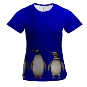 Женская 3D футболка с породистыми пингвинами