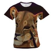 Жіноча 3D футболка з нафарбованими левицею