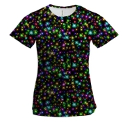 Жіноча 3D футболка з різнокольоровими променями світла