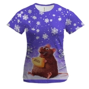 Жіноча 3D футболка з новорічним щуром 2020