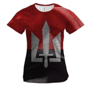 Жіноча 3D футболка з прапором ОУН і гербом України