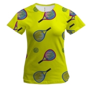 Жіноча 3D футболка з тенісними ракетками