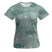 Женская 3D футболка с рыбками в сетях