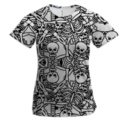 Жіноча 3D футболка зі скелетиками
