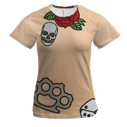 Женская 3D футболка с татуированным телом