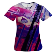 Женская 3D футболка Абстракция разводы краски 7