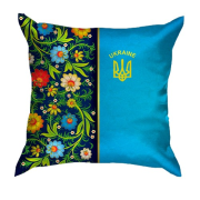 3D подушка з петриківським розписом і гербом України