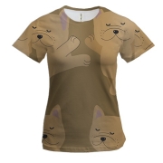 Женская 3D футболка с танцующим котом