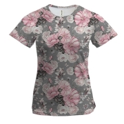 Женская 3D футболка «Розовые розы»