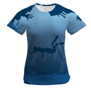 Жіноча 3D футболка з дайвером під водою