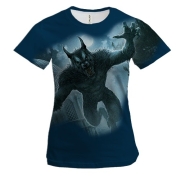 Женская 3D футболка с волкодавом