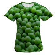 Жіноча 3D футболка з зеленим горошком