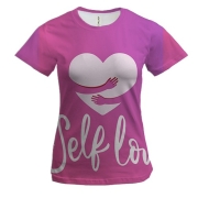 Женская 3D футболка с надписью "Self love"
