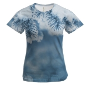 Жіноча 3D футболка зі сніговими хвойними гілками