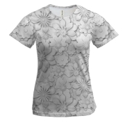 Жіноча 3D футболка з чорно-білими квітами