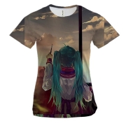 Женская 3D футболка Anime girl . Butterfly