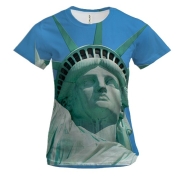 Жіноча 3D футболка Статуя Свободи на блакитному