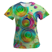 Жіноча 3D футболка Rainbow circles on the water