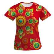 Жіноча 3D футболка Red abstraction