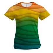 Женская 3D футболка Rainbow waves