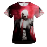 Жіноча 3D футболка Man with pistol on red background