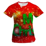 Женская 3D футболка Merry Christmas 4