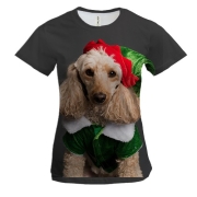 Женская 3D футболка New Year dog 2