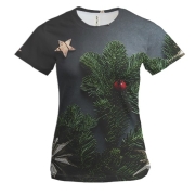 Женская 3D футболка Christmas tree branch