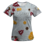 Жіноча 3D футболка Merry Christmas