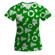 Жіноча 3D футболка Christmas green pattern