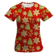 Женская 3D футболка Новогодние печеньки