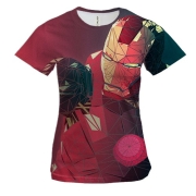 Женская 3D футболка Iron man attacks
