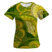 Женская 3D футболка Green mandala
