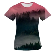 Женская 3D футболка Туманный лес