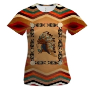Женская 3D футболка с арт индейцем