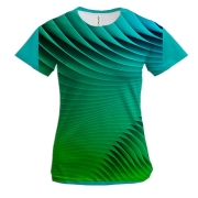 Женская 3D футболка Зелёные волны
