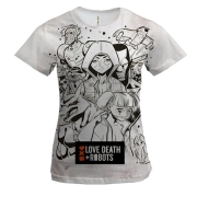 Женская 3D футболка Любовь смерть и роботы рисунок