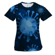 Женская 3D футболка Blue Covid-19