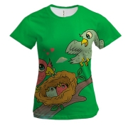 Женская 3D футболка Bird family