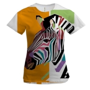 Женская 3D футболка Zebra Art