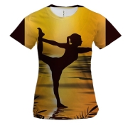 Женская 3D футболка с гибкой девушкой