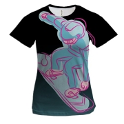 Женская 3D футболка Snowboarder Art